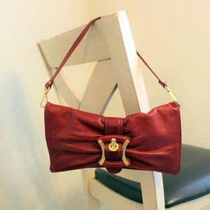 B. Makowsky Leather Red Bow Clutch